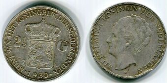 Нидерланды 2,5 Гульдена 1930 год