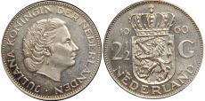 Нидерланды 2,5 Гульдена 1960 год 