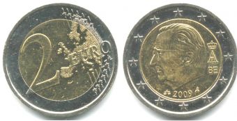 2 Евро Бельгия 2009 год