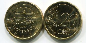 Словакия 20 Центов 2009 Регулярная