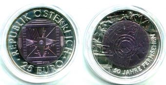 25 Евро Австрия 2005 50 лет Телевидению