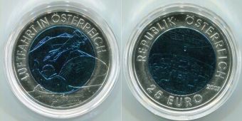 25 Евро Австрия 2007 100 лет Авиации (монета в капсуле)