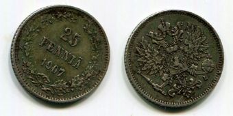 25 Пенни Русская Финляндия 1907 год   (6)  