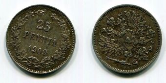 25 Пенни Русская Финляндия 1909 год   (3)