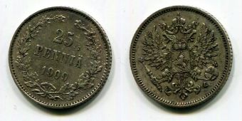 25 Пенни Русская Финляндия 1909 год   (1)  