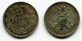 25 Пенни Русская Финляндия 1909 год   (4) 
