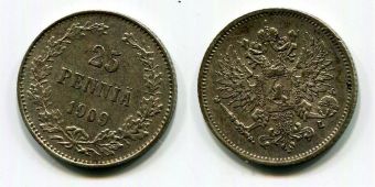 25 Пенни Русская Финляндия 1909 год   (6) 