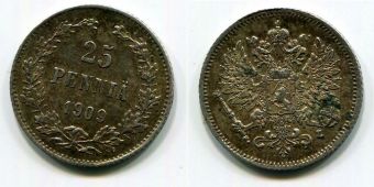 25 Пенни Русская Финляндия 1909 год   (2)   