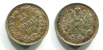 25 Пенни Русская Финляндия 1913 год 