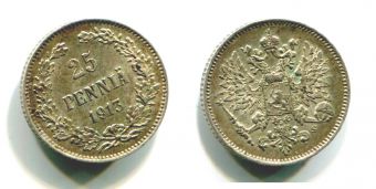 25 Пенни Русская Финляндия 1913 год 