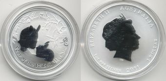 Доллар 2011 год Кролика Серебро Пруф Унция