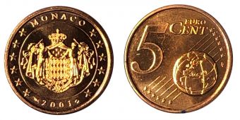 5 Центов Монако 2001 год 