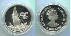 Каймановы острова 5 Долларов 1988 Олимпиада Парусники          