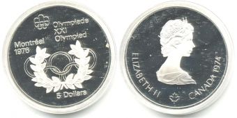 5 Долларов Канада 1974 Олимпиада Монреаль