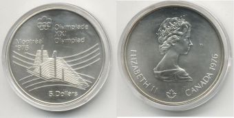 5 Долларов Канада 1976 Олимпиада Монреаль Олимпийская деревня АЦ