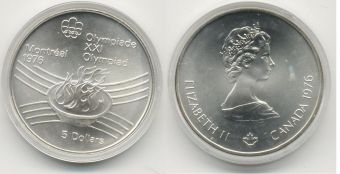 5 Долларов Канада 1976 Олимпиада Монреаль Олимпийский огонь АЦ