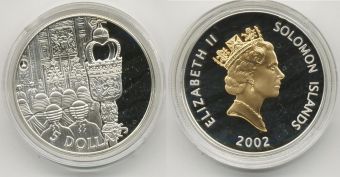 Соломоновы Острова 5 Долларов 2002 Золотой Юбилей Пруф 