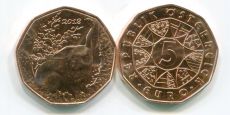 5 Евро Австрия 2018 Пасхальный Кролик 