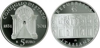 5 Евро Италия 2011 180 лет Государственному Совету