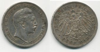 5 Марок Германия 1898 Пруссия Серебро