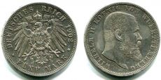 5 Марок Германия 1902 Вюртемберг Серебро     