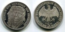 5 Марок Германия 1967 Вильгельм и Александр фон Гумбольдт