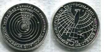 5 Марок Германия 1973 Коперник