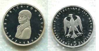 5 Марок Германия 1977 Генрих Вон Кляист
