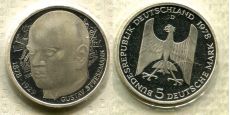 5 Марок Германия 1978 Густав Штреземанн