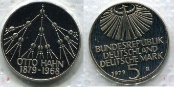  5 Марок Германия 1979 год, 100 лет со дня рождения Отто Гана