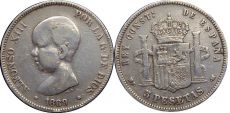 Испания 5 Песет 1889 год  