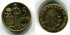 Монако 5 Сантимов 1976 год                