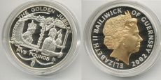 Гернси 5 Фунтов 2002 Золотой Юбилей Пруф        