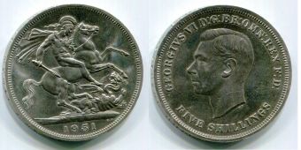1 Крона 5 Шиллингов Великобритания 1951 год   