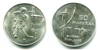 50 Марок Финляндия 1982 Хоккей 