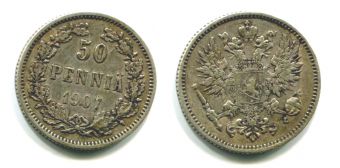 50 Пенни Русская Финляндия 1907 год 