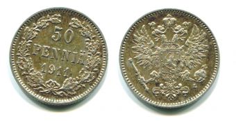50 Пенни Русская Финляндия 1911 год 
