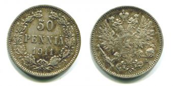 50 Пенни Русская Финляндия 1911 год 