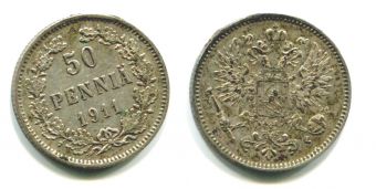 50 Пенни Русская Финляндия 1911 год 