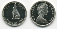 50 Центов Канада 1967 Серебро Волк  (3)  