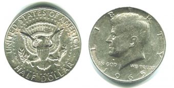 Пол доллара 50 центов США 1965 год, Кеннеди