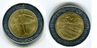 Сан-Марино 500 Лир 1985 год  