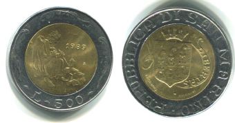 Сан-Марино 500 Лир 1989 год
