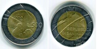 Сан-Марино 500 Лир 1990 год  