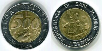 Сан-Марино 500 Лир 1991 год  