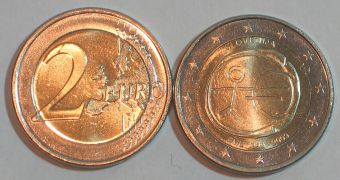 2 Евро Словения 2009 10 лет Евро